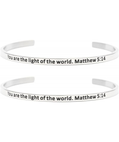 Inspirational Inspiration Cuff Bangle Bracelets in Stainless Steel Light of the world $11.73 Bracelets