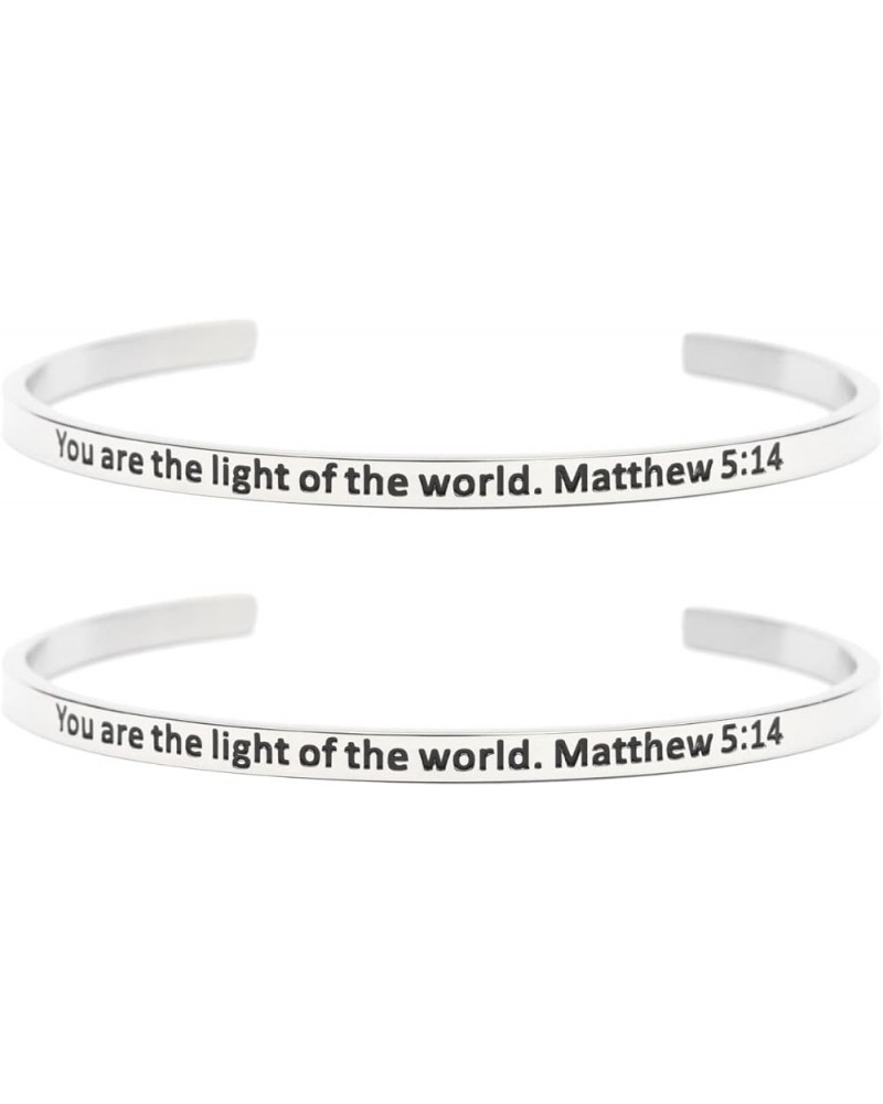 Inspirational Inspiration Cuff Bangle Bracelets in Stainless Steel Light of the world $11.73 Bracelets