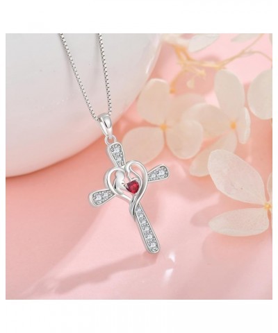 Cross Necklace Birthday Gifts for Mom Necklace for Women 925 Sterling Silver Cubic Zirconia Necklace Heart Pendant Christmas ...