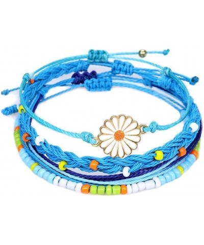 Colorful Daisy Sunflower Bracelets Adjustable Braided Rope Bohemian Daisy Flower Bracelet for Women Girls Jewelry Gift 4Pcs B...