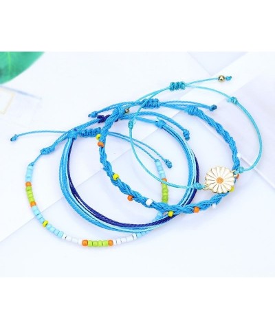 Colorful Daisy Sunflower Bracelets Adjustable Braided Rope Bohemian Daisy Flower Bracelet for Women Girls Jewelry Gift 4Pcs B...