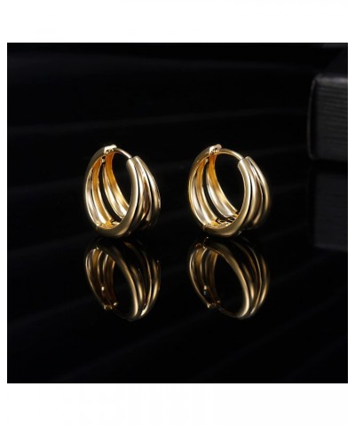 18K Gold Plated Hoop Earrings for Women Double Hoops Huggies Punk Earrings for Tenngirls $7.50 Earrings