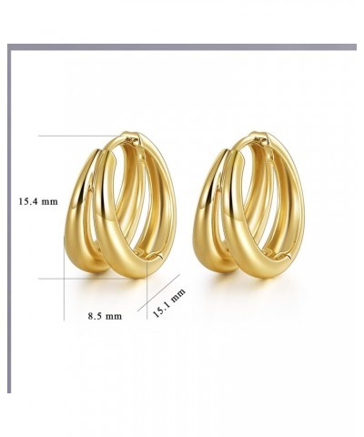 18K Gold Plated Hoop Earrings for Women Double Hoops Huggies Punk Earrings for Tenngirls $7.50 Earrings