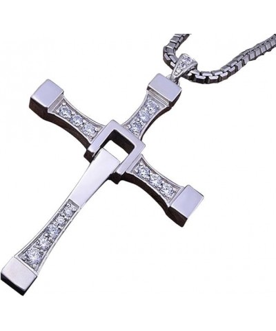 S925 Pure Silver Fast X Necklace ~ Zircons Paved Cross Amulet ~ Dominic Toretto Cross Necklace ~ Toretto's Rotetable Pendant ...