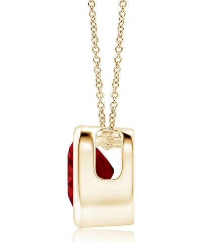 Natural Ruby Solitaire Heart Pendant Necklace with Diamond in 14K Solid Gold/Platinum for Women, Girls with 18" Chain (4mm 0....