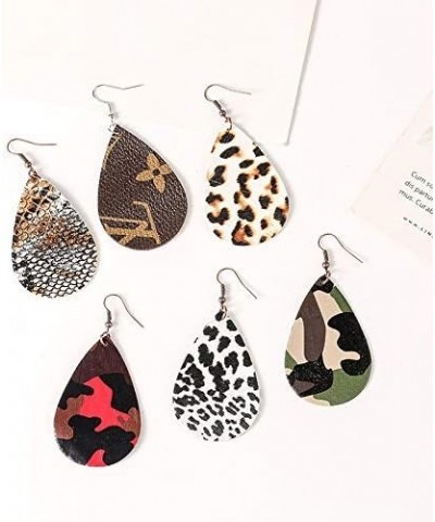 Camo Earrings for Women Girls,Camouflage Leather Dangle Earrings Cool Lightweight Teardrop Green Camouflage Leather Drop Earr...