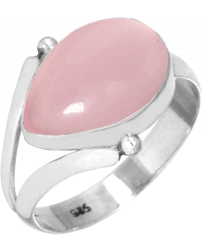 925 Sterling Silver Handmade Ring for Women 10x14 Pear Gemstone Statement Jewelry for Gift (99149_R) Rose Quartz $20.58 Rings