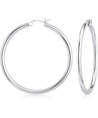 925 Sterling silver 3MM Round Hoop Earrings for Women, Girls Comes in 30MM-65MM with a Gift Box 40MM Diameter $19.87 Earrings