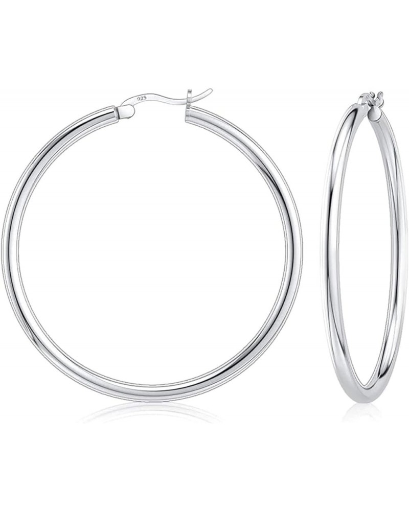 925 Sterling silver 3MM Round Hoop Earrings for Women, Girls Comes in 30MM-65MM with a Gift Box 40MM Diameter $19.87 Earrings