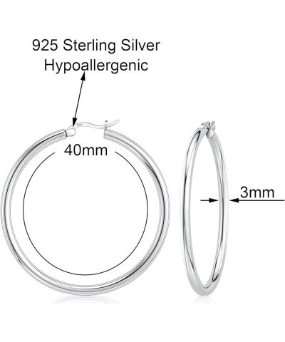 925 Sterling silver 3MM Round Hoop Earrings for Women, Girls Comes in 30MM-65MM with a Gift Box 40MM Diameter $19.87 Earrings