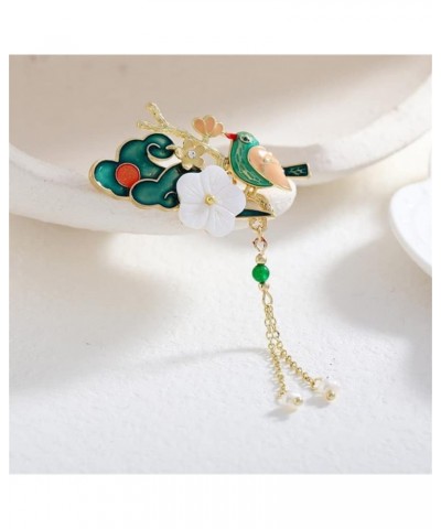 Colorful Magpie and Flower Brooch Chinese Style Chain Pearl Crystal Lapel Pin Brooch Cute Animal Bird Pin Badge Brooch Collar...