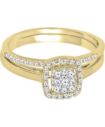 0.30 Carat Round White Diamond Square Cluster Wedding Ring Set for Her in 10K Gold 8.5 Yellow Gold $208.93 Sets