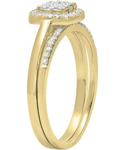 0.30 Carat Round White Diamond Square Cluster Wedding Ring Set for Her in 10K Gold 8.5 Yellow Gold $208.93 Sets