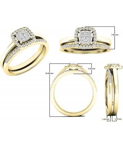 0.30 Carat Round White Diamond Square Cluster Wedding Ring Set for Her in 10K Gold 8.5 Yellow Gold $208.93 Sets