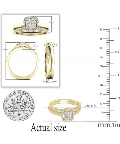 0.30 Carat Round White Diamond Square Cluster Wedding Ring Set for Her in 10K Gold 8.5 Yellow Gold $208.93 Sets