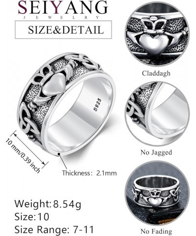 Claddagh Ring 925 Sterling Silver Cletic Ring Jewelry Irish Band Gift for Men Women (with Gift Box) A-Trinity Knot 10 $35.74 ...