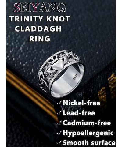 Claddagh Ring 925 Sterling Silver Cletic Ring Jewelry Irish Band Gift for Men Women (with Gift Box) A-Trinity Knot 10 $35.74 ...