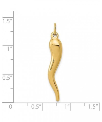 14k Yellow Gold Hallow Italian Horn Pendant Fine Jewelry Gift for Women 30.0 Millimeters Yellow Gold $22.55 Pendants