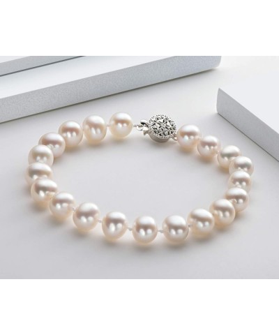 Freshwater Cultured Pearl Bracelet White Pearl All Shape Clasp Strand Bracelets for Women Jewelry Gift Size: 6-7mm/7-8mm/8-9m...