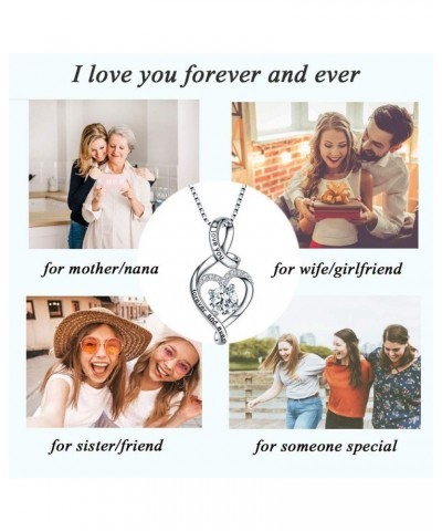 925 Sterling Silver Engraved I Love You Forever and Ever Infinity Heart Pendant Necklace Jewelry Gift for Mother Nana Friend ...