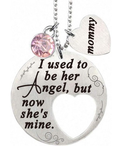 I Used To Be His/Her Angel But Now He's/She's Mine Daddy/Mommy Memorial Necklace,Stainless steel pendant Pink $8.99 Necklaces