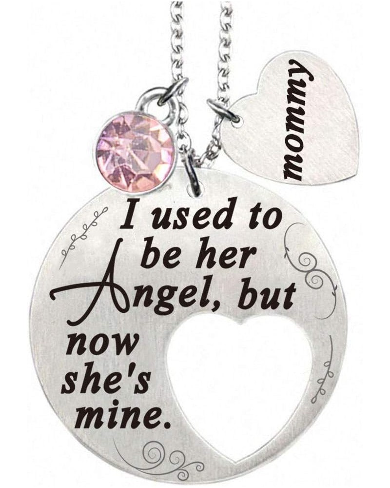 I Used To Be His/Her Angel But Now He's/She's Mine Daddy/Mommy Memorial Necklace,Stainless steel pendant Pink $8.99 Necklaces