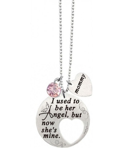 I Used To Be His/Her Angel But Now He's/She's Mine Daddy/Mommy Memorial Necklace,Stainless steel pendant Pink $8.99 Necklaces