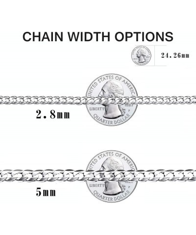 2.8mm/5mm Solid 925 Sterling Silver Cuban Link/Figaro Chain Necklace for Women Men, 14, 18, 20, 22, 24, 26, 28 Inch(with Gift...