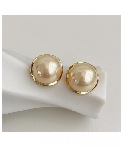 Pearl Stud Earrings for Women,Formal Gold Plated Brass Statement Simulated Large Big Round Pearl Earrings For Gift Party Prom...