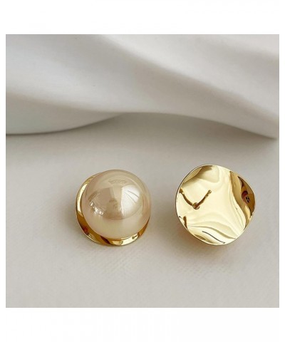 Pearl Stud Earrings for Women,Formal Gold Plated Brass Statement Simulated Large Big Round Pearl Earrings For Gift Party Prom...