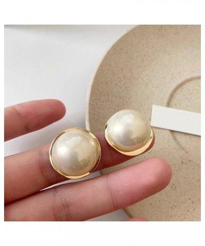 Pearl Stud Earrings for Women,Formal Gold Plated Brass Statement Simulated Large Big Round Pearl Earrings For Gift Party Prom...