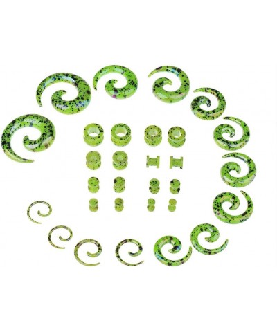 Gauges Kit Glitter Spiral Tapers and Plugs 14G-00G Stretching Kit - 32 Pieces Green $10.20 Body Jewelry