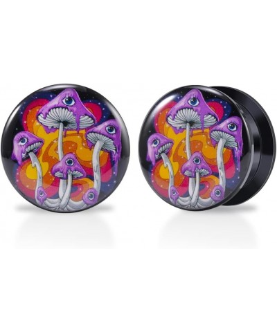 1 Pair Acrylic Solid Screw On Ear Plugs Tunnels Allergy Free 2g- 1 Inch Stretcher Steampunk Graffiti Pattern Color Painting F...