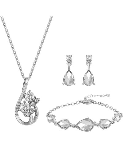 Dainty Bridesmaid Flower Teardrop Jewelry Set for Women Girls,1-4-6-8 Sets 14k Gold & Rose Gold Plated Pave Rhinestone With C...