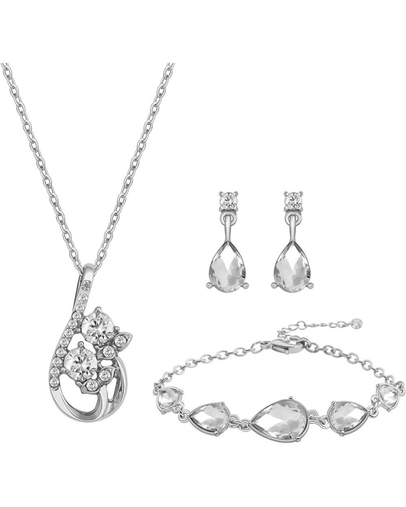 Dainty Bridesmaid Flower Teardrop Jewelry Set for Women Girls,1-4-6-8 Sets 14k Gold & Rose Gold Plated Pave Rhinestone With C...