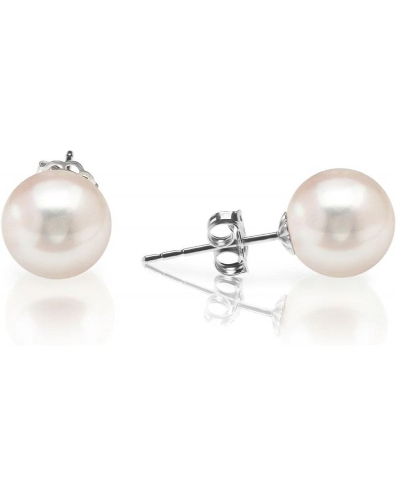 Handpicked AAA+ 14K Gold Round White Freshwater Cultured Pearl Earrings | Pearl Earrings for Women 6MM White Gold $22.83 Earr...