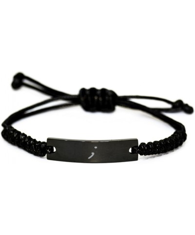 Semi Colon Bracelet Semicolon Black Rope Bracelet for Him Her $20.99 Bracelets