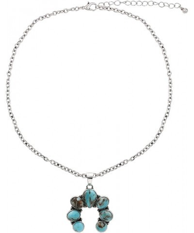 Western Style Turquoise Stone Squash Blossom Pendant Necklace 18 Inch Turquoise $14.39 Necklaces