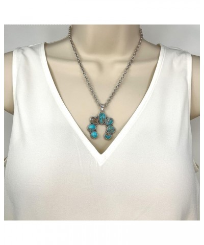 Western Style Turquoise Stone Squash Blossom Pendant Necklace 18 Inch Turquoise $14.39 Necklaces