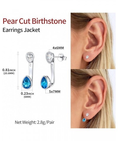 925 Sterling Silver Double Pear Shape Birthstone Ear Jacket Front Back Earrings for Women 12. December - Blue Topaz $9.11 Ear...