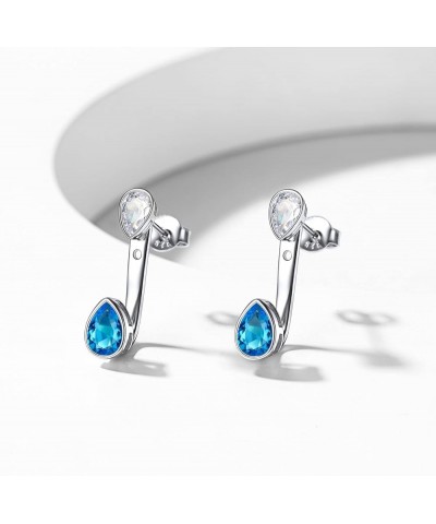 925 Sterling Silver Double Pear Shape Birthstone Ear Jacket Front Back Earrings for Women 12. December - Blue Topaz $9.11 Ear...