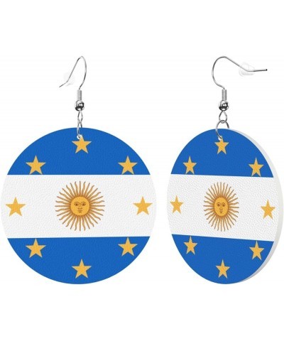 2022 World Football Teams National Flag Women Round Leather Earrings Soccer Dangle Earrings for Girls National Soccer Team Fa...