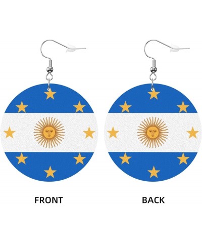 2022 World Football Teams National Flag Women Round Leather Earrings Soccer Dangle Earrings for Girls National Soccer Team Fa...