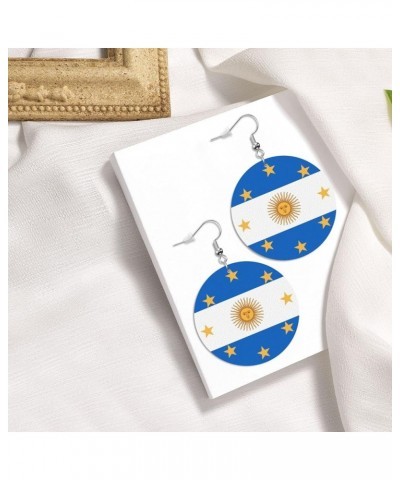 2022 World Football Teams National Flag Women Round Leather Earrings Soccer Dangle Earrings for Girls National Soccer Team Fa...