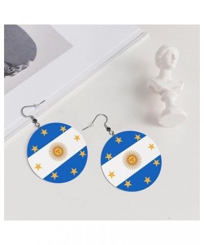 2022 World Football Teams National Flag Women Round Leather Earrings Soccer Dangle Earrings for Girls National Soccer Team Fa...