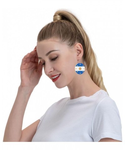 2022 World Football Teams National Flag Women Round Leather Earrings Soccer Dangle Earrings for Girls National Soccer Team Fa...