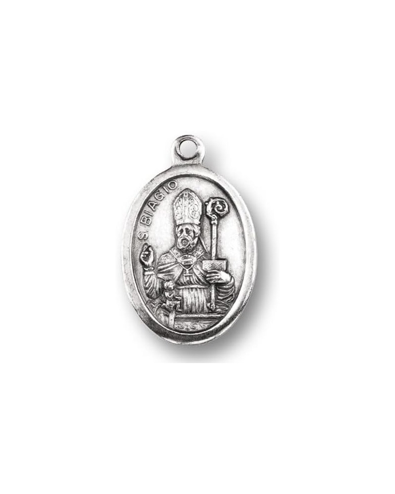 Small Oval Catholic Patron Saint Medal Bulk Silver Oxidized Medal Charm, Pack of 5 Medals St. Blaise $8.15 Pendants