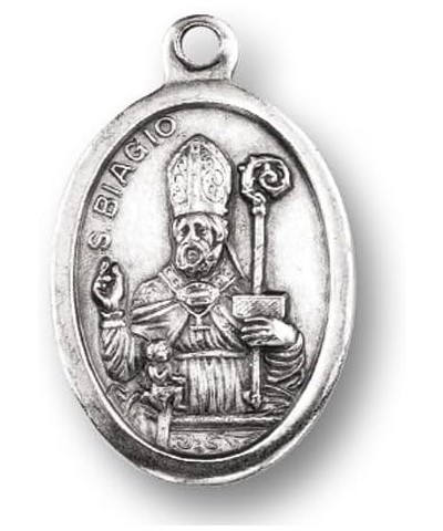 Small Oval Catholic Patron Saint Medal Bulk Silver Oxidized Medal Charm, Pack of 5 Medals St. Blaise $8.15 Pendants