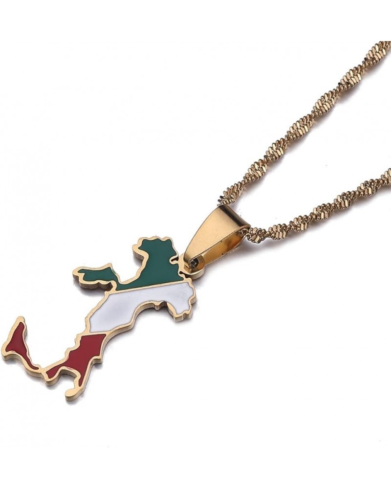 Italy Map Flag Pendant Necklaces Silver Color Gold Color Italian Maps gold $7.28 Necklaces