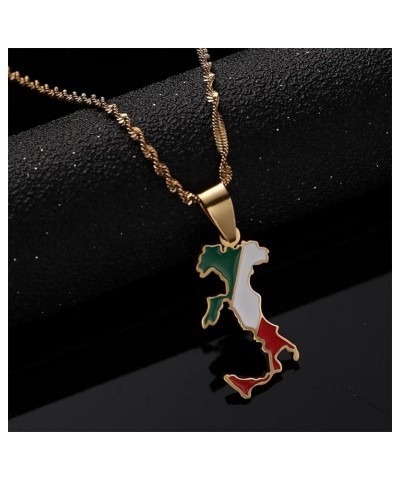 Italy Map Flag Pendant Necklaces Silver Color Gold Color Italian Maps gold $7.28 Necklaces